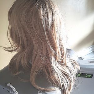 Stylish Blonde Synthetic FullCap Wig with Bangs